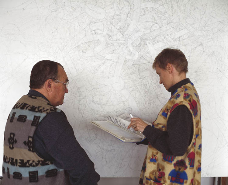 Lenka Sýkorová and Zdeněk Sýkora in the studio, 1997